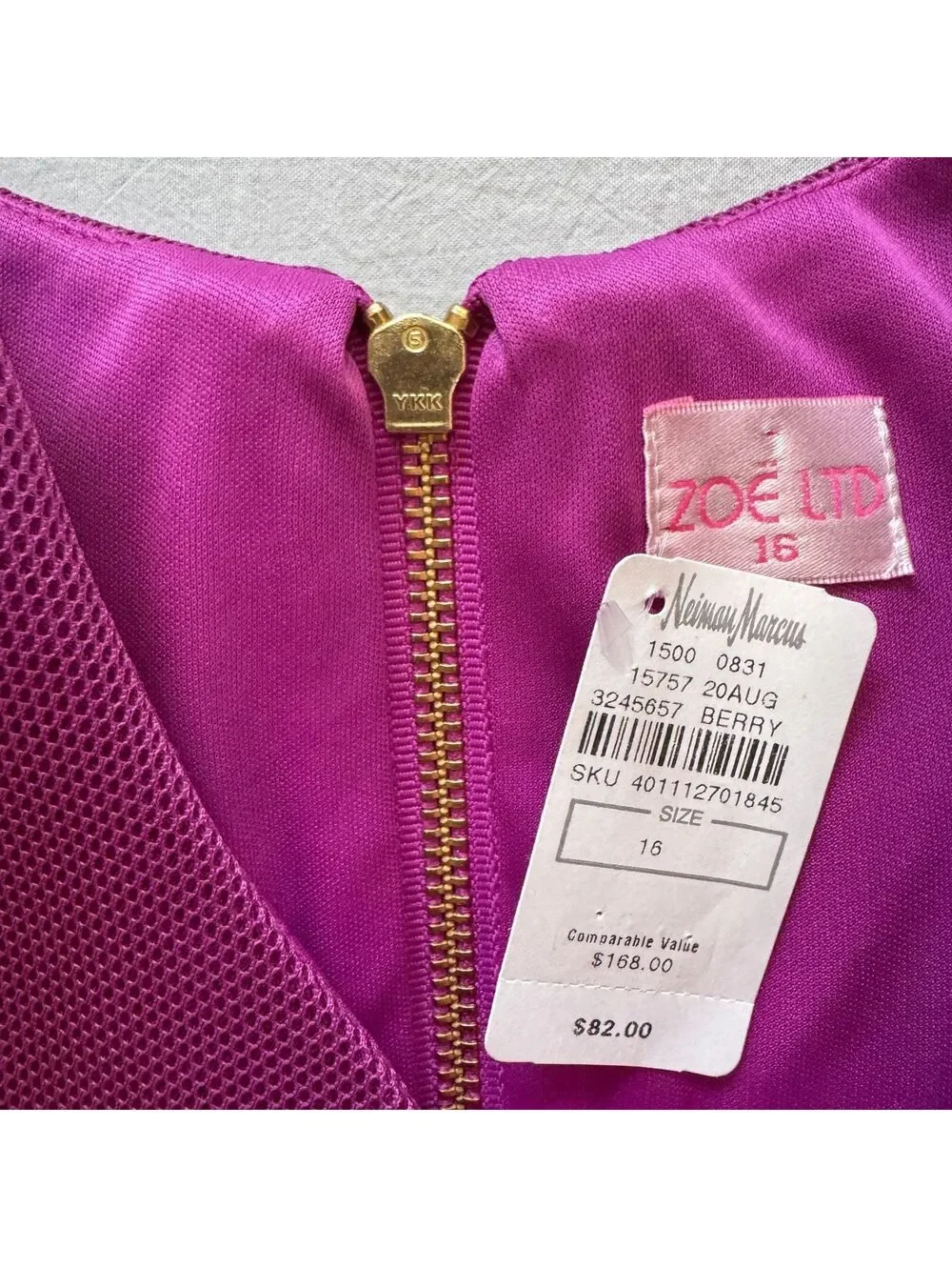 Zoe Ltd Kids Girls Purple Plum Fit Flare Scuba Mesh Party Dress Rainbow Belt NWT